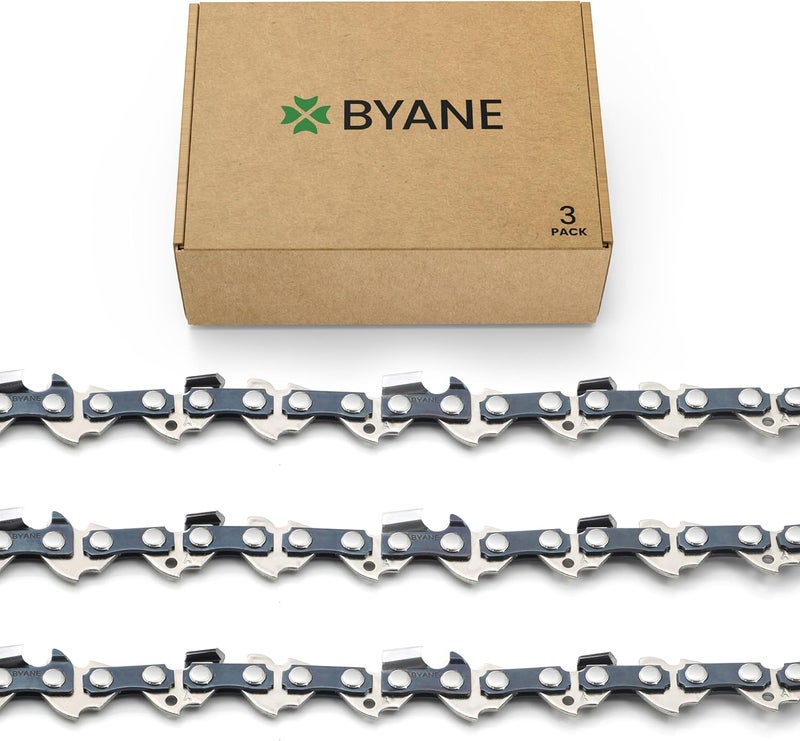 Byane 16 Inch Chainsaw Chain 3/8" LP Pitch .043" Gauge 55 Drive Links- 61PMM3 55 Fits Stihl MS170, MS171, MS180c - 36100050055, R55 (3 Chains) - Image 1